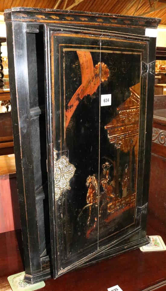 Japanned corner cabinet